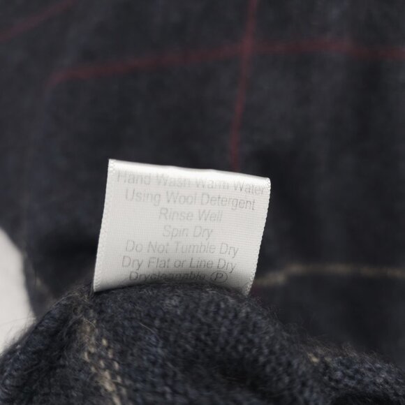 MERINO POSSUM New Zealand Sweater Pullover Gray Blue Check MEDIUM - HOLE! - Picture 7 of 10